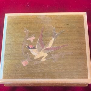 Wooden Box with Bird Design